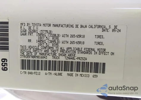 2024 Toyota Tacoma Trd Sport 2Wd z USA, uszkodzony, nr VIN 3TMKB5FN0RM016843